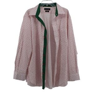 Paul Fredrick Mens Santa Hat Christmas Shirt 17.5 x 35 Classic Non-Iron Green